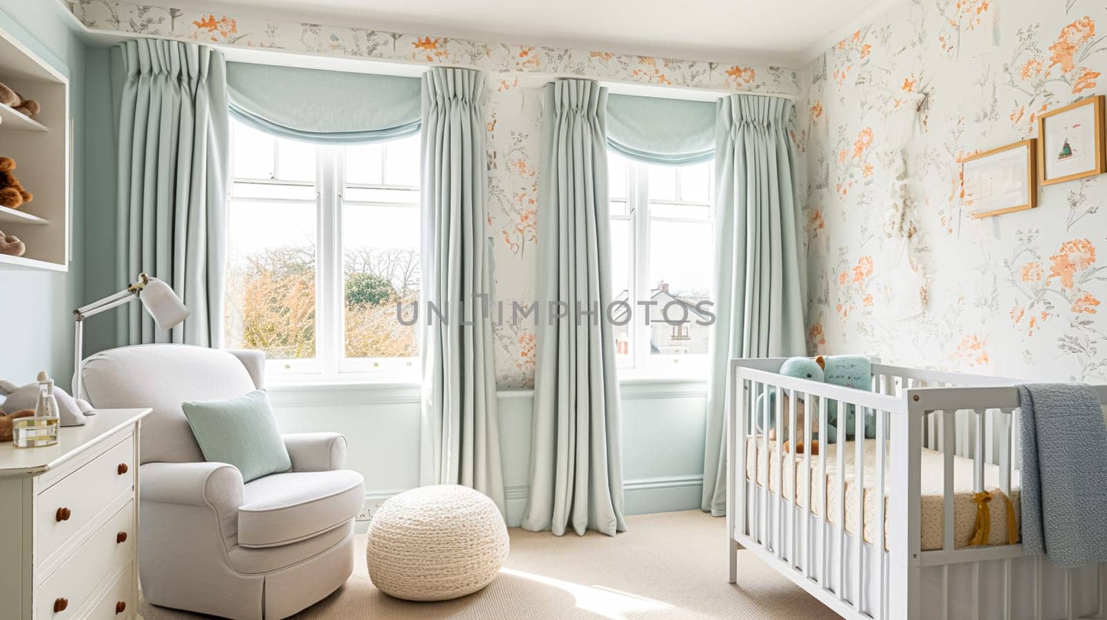 Baby room decor and interior design inspiration in beautiful English countryside style cottage