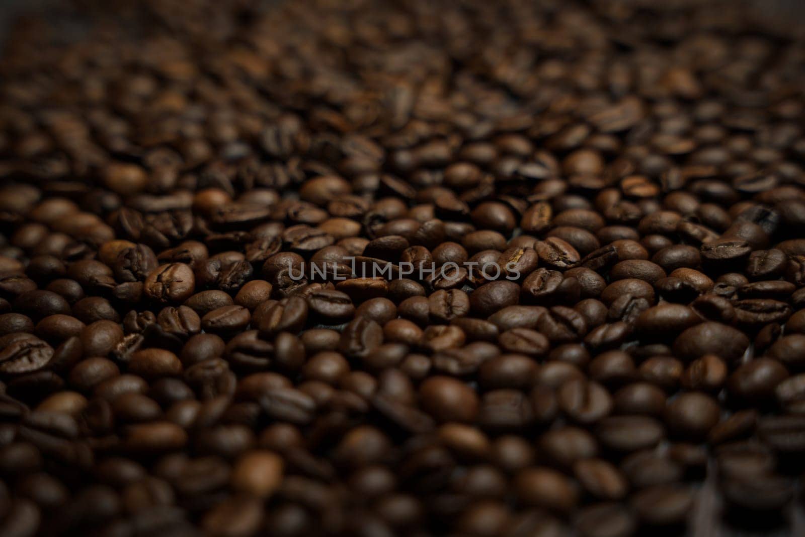 Colorful background with coffee beans in close-up. High quality photo