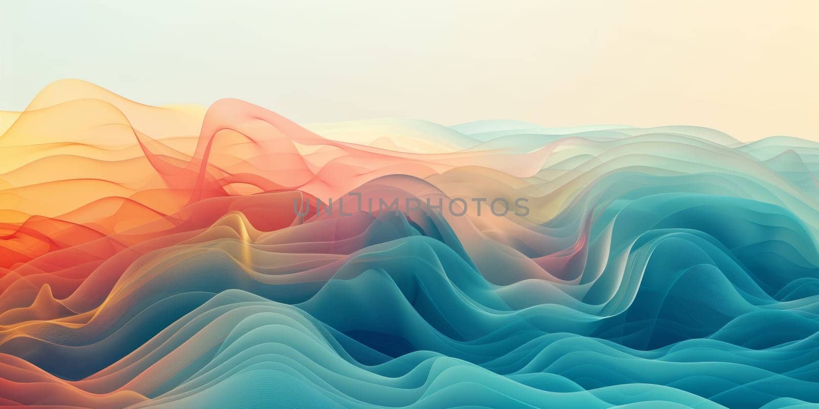 Flowy Waves Neon Abstract Background. Trendy Neon Colors Futuristic Wallpaper with Copy Space. Ai generated