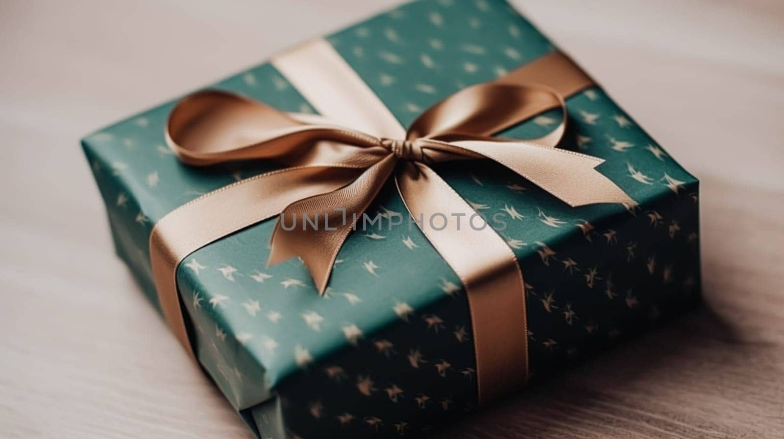 Holiday gift and present, country cottage style gift box for birthday, Christmas, boxing day, wedding and holidays shopping, post-processed, generative ai