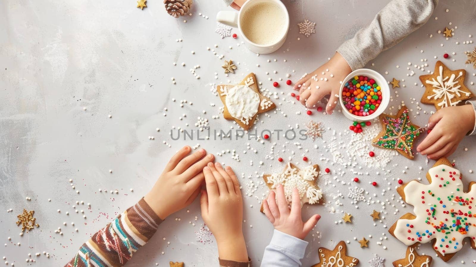 Festive Christmas Cookie Decorating with Copy Space for Text.