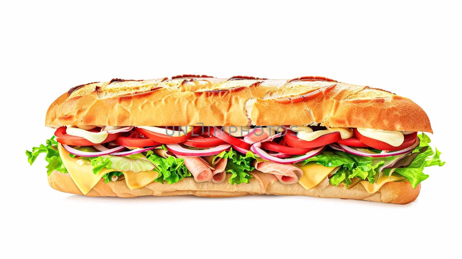 Perfect baguette sandwich, fast food chain menu commercial design