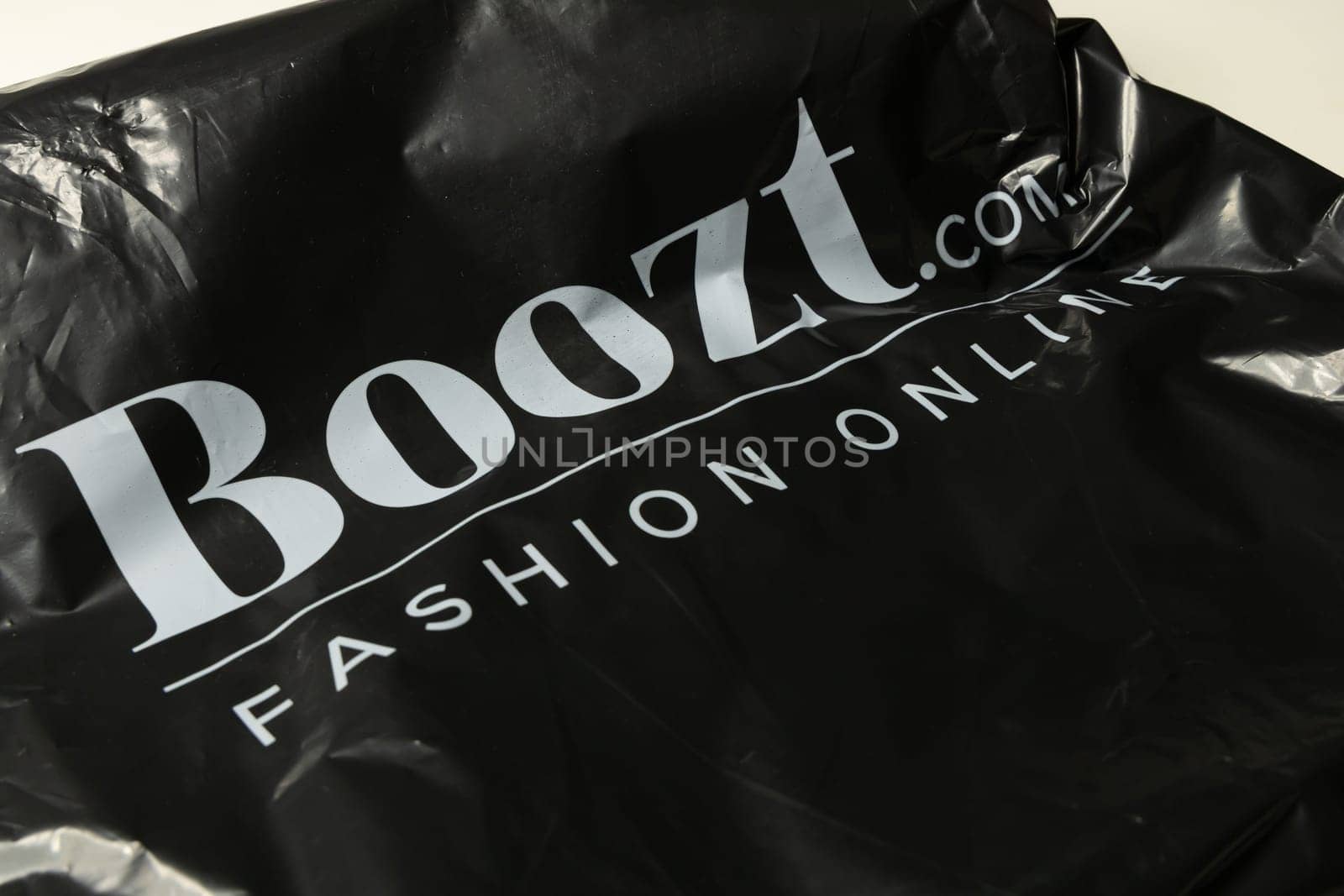 Boozt fashion online shopping. Package from the Boozt store. Denmark - Oktober 25, 2023.