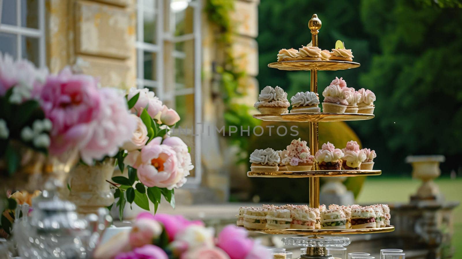 Wedding decoration with peonies, floral decor and event celebration, peony flowers and wedding ceremony in the garden, English country style