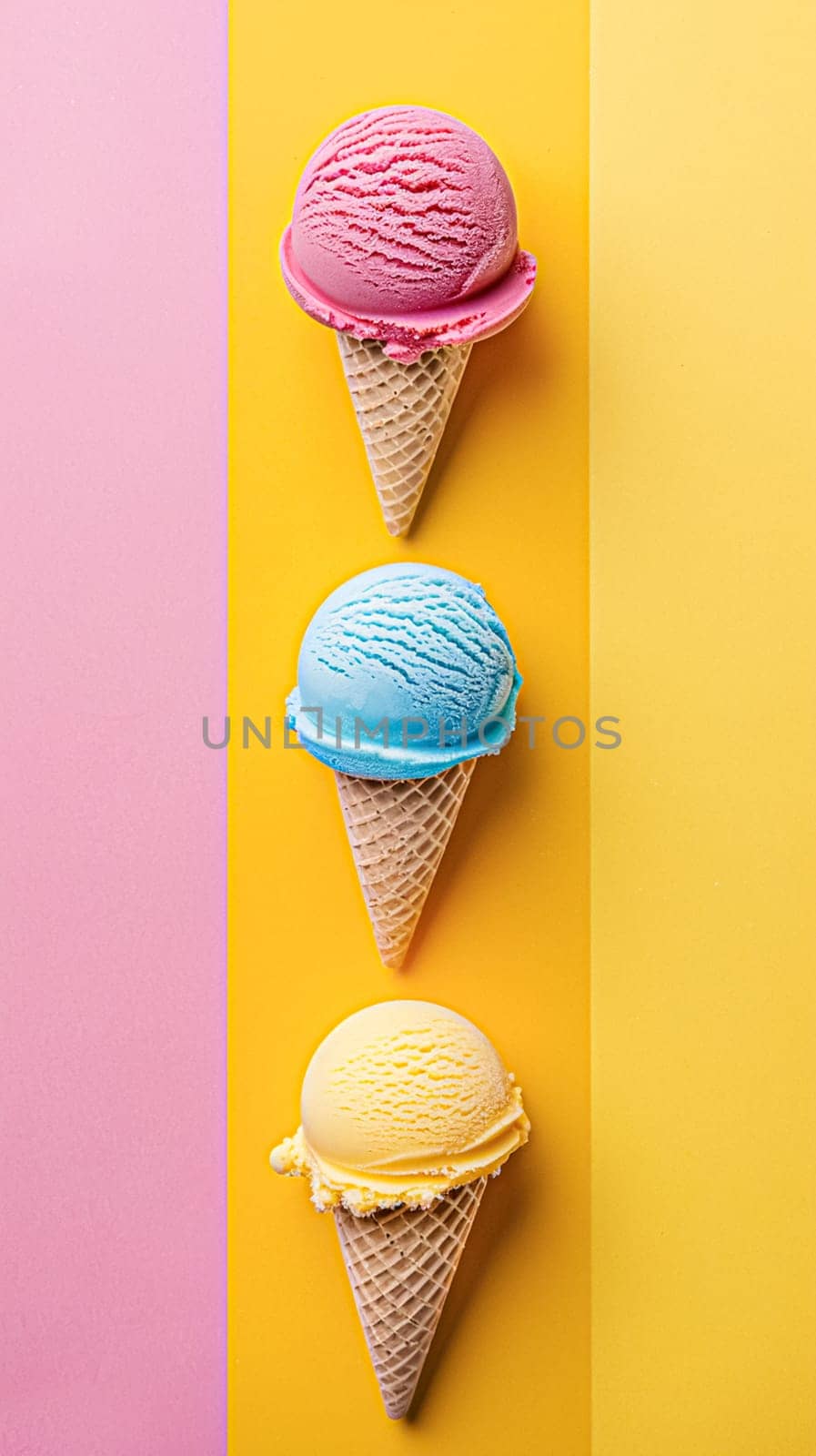 Ice cream colourful summer treat, sweet dessert in summertime, holiday food idea