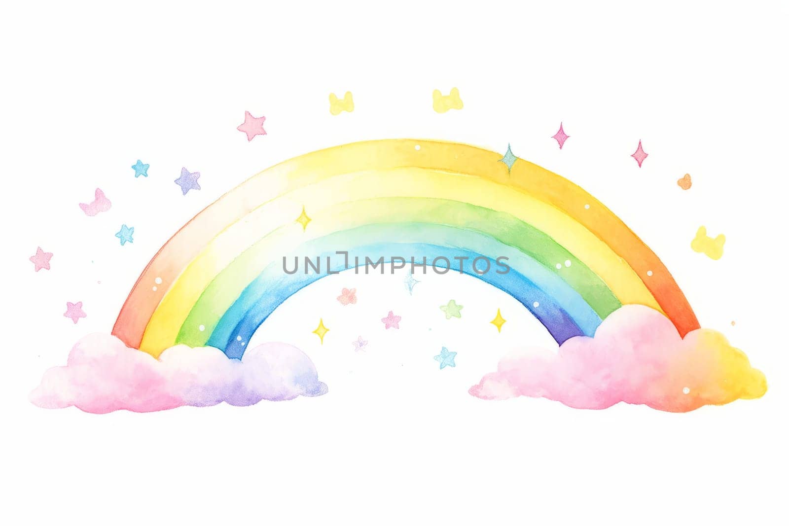 Simple rainbow hand drawn water color illustration