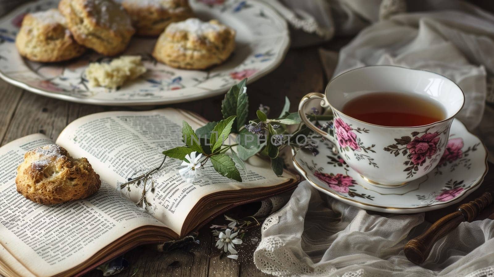 Cozy Afternoon Tea with Book.