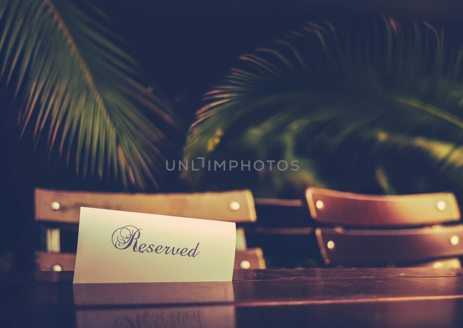 A Reserved Table At A Restaurant In A Tropical Resort Hotel