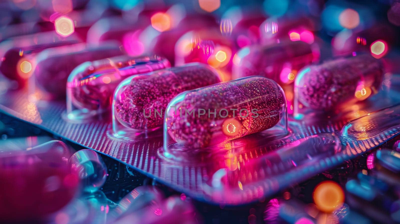 Vitamin Capsules on an abstract background. Health concept.