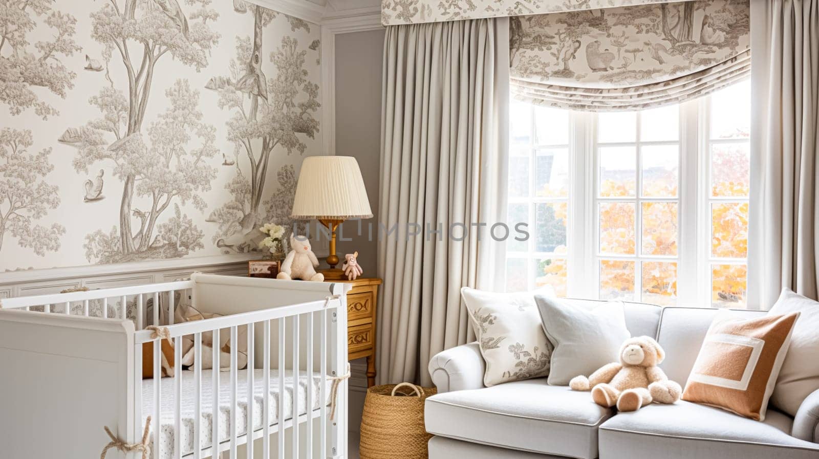 Baby room decor and interior design inspiration in beautiful English countryside style cottage