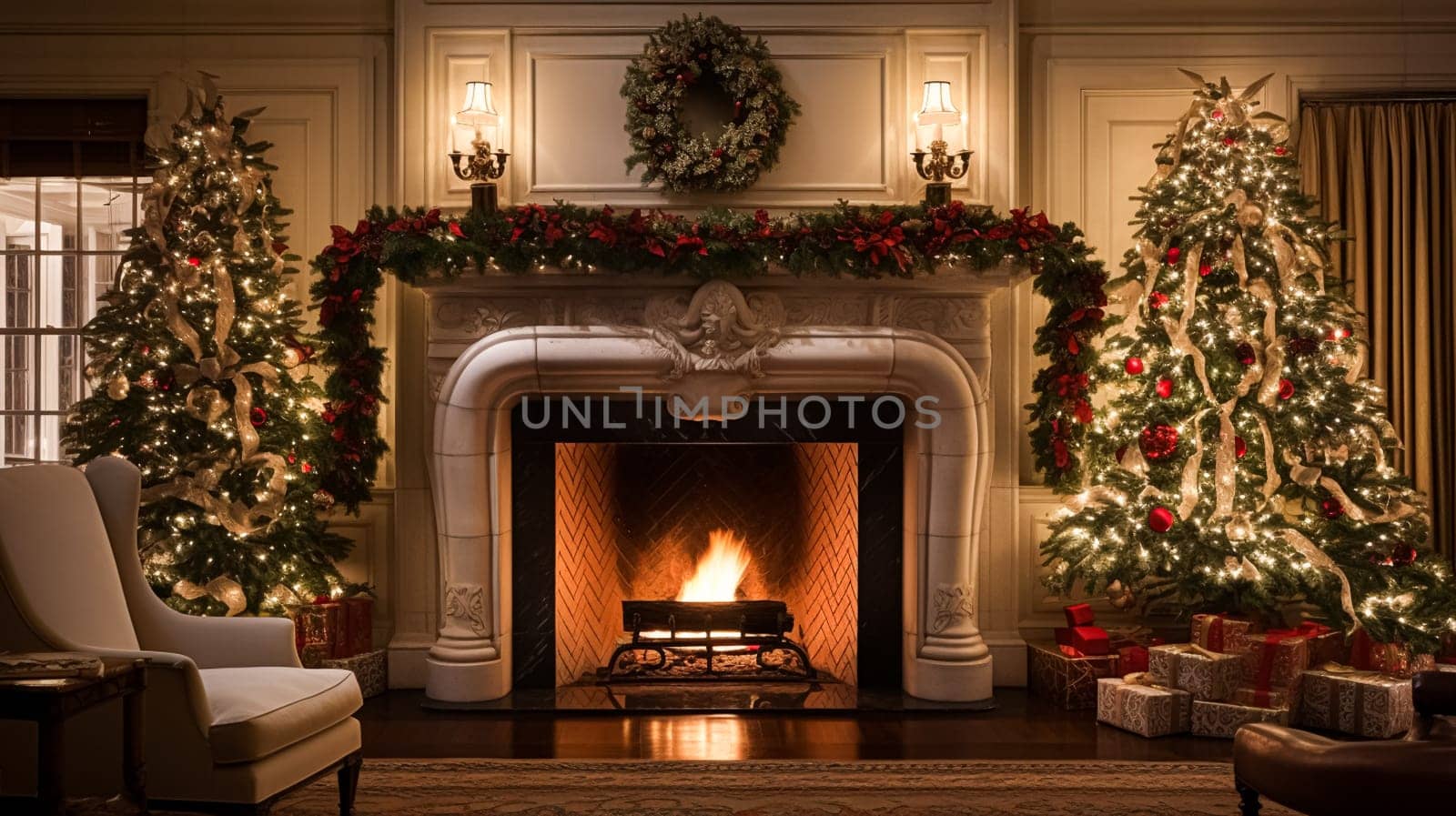 Christmas at the manor, English countryside decoration and festive interior decor