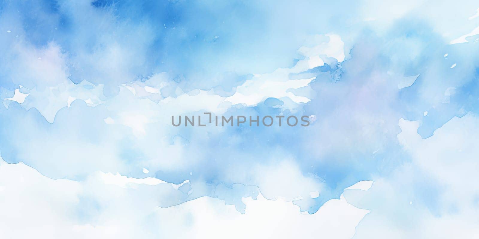 Blue sky and clouds watercolor background