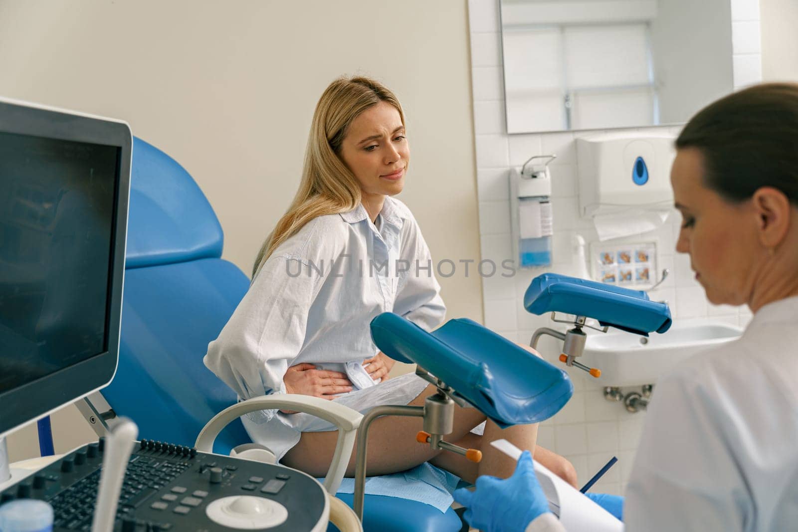 Woman on appointment with her gynecologist during visit to women's consultation. High quality photo