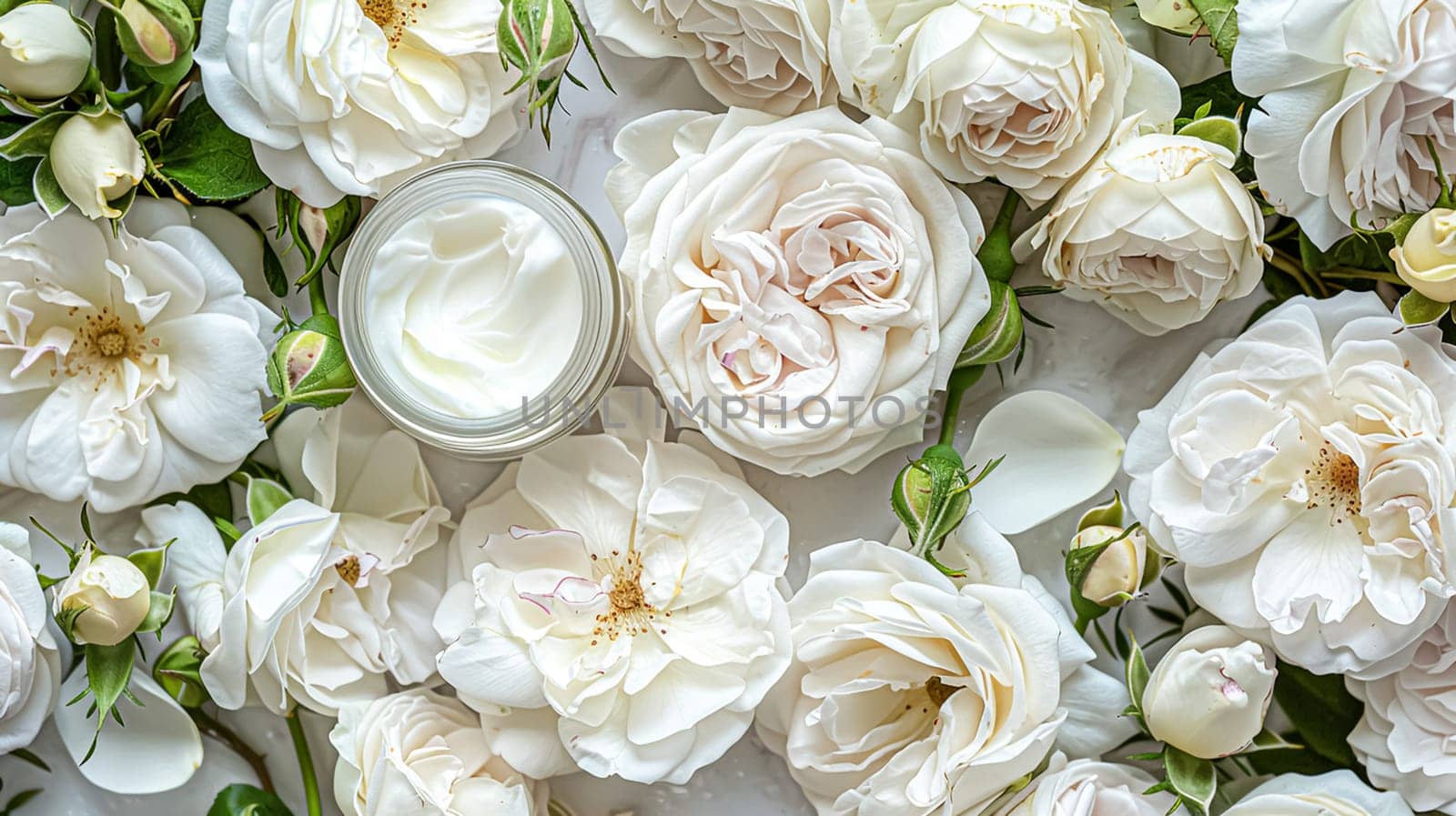 Face cream moisturiser as skincare and bodycare product with flowers background, spa and organic beauty cosmetics for natural skin care routine