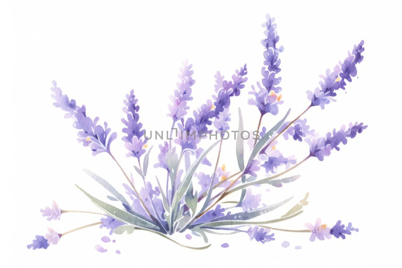 Lavender flower hand painted watercolor illustration. by Artsiom