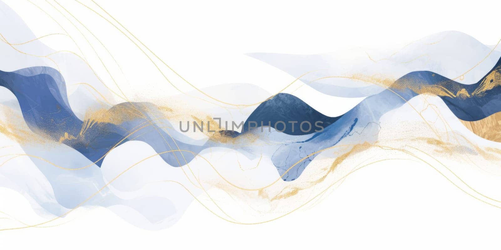 Abstract gold and blue alcohol ink technique background. Luxury fluid art watercolor painting. by Artsiom