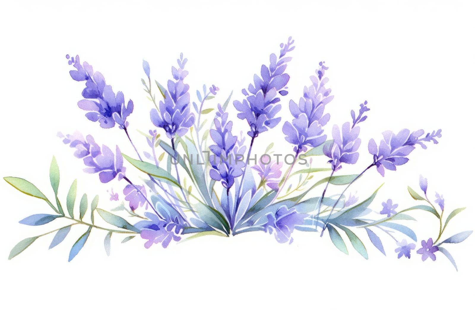 Lavender flower hand painted watercolor illustration