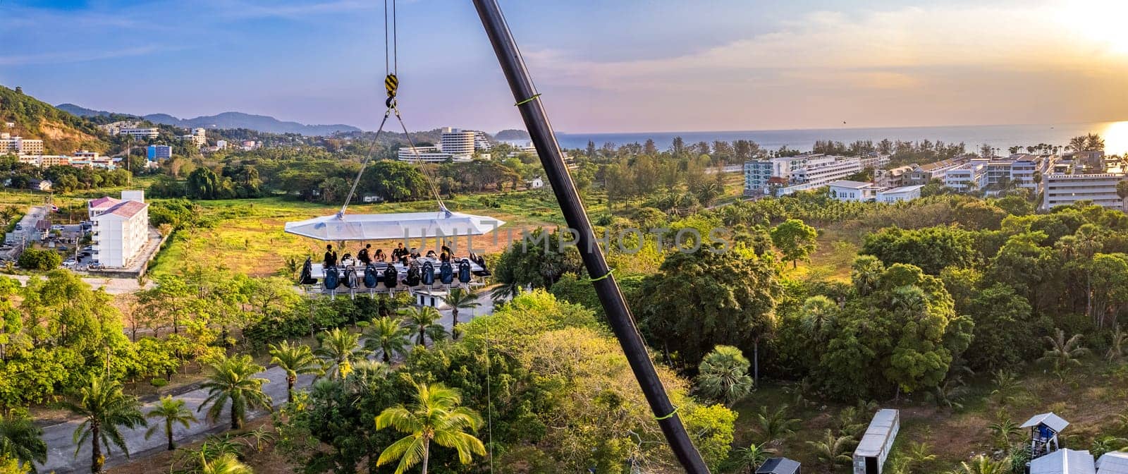 Aerial view of a dinner in the sky in Karon, Phuket, Thailand, south east asia