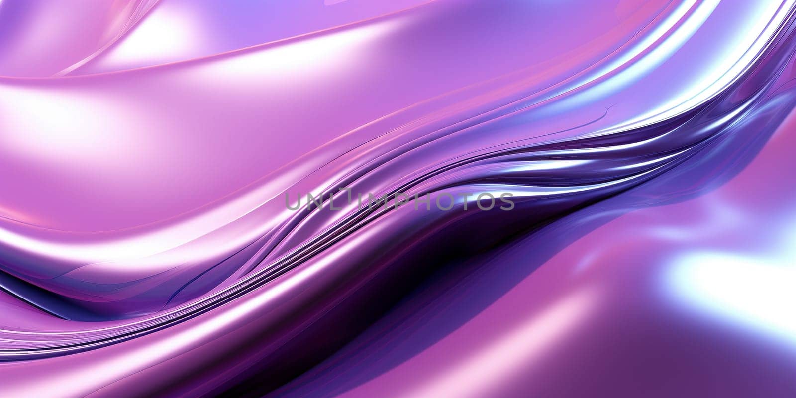 Holographic chrome gradient waves abstract background. Liquid surface, ripples, reflections. 3d render illustration. by Artsiom