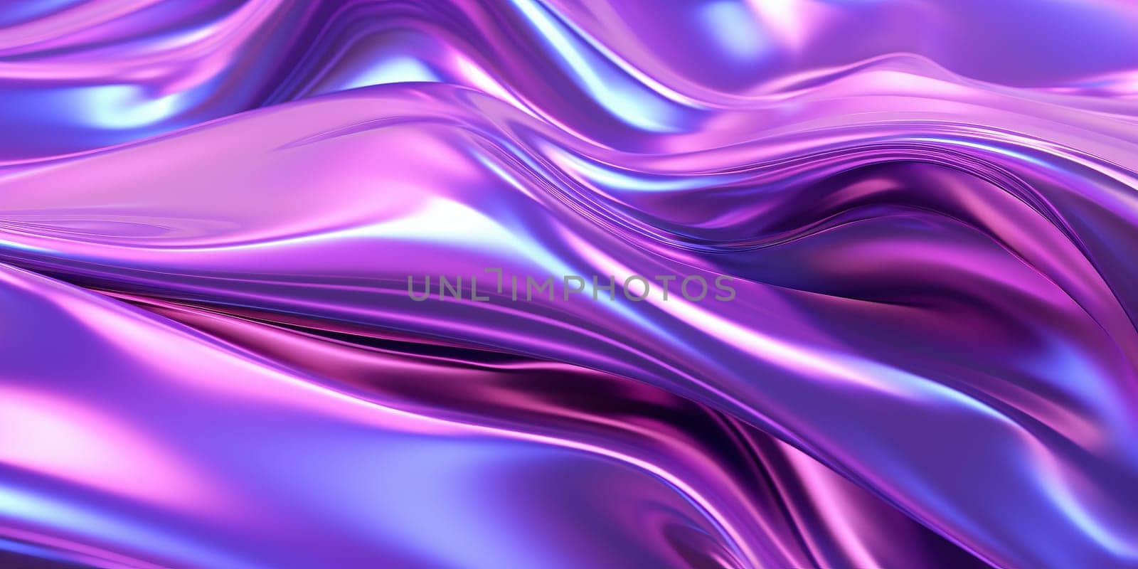 Holographic chrome gradient waves abstract background. Liquid surface, ripples, reflections. 3d render illustration. by Artsiom