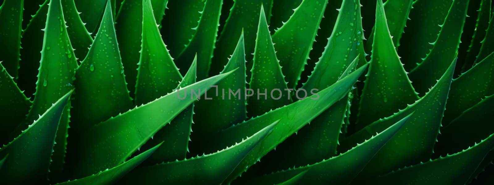 Fresh aloe vera leaves with texture background. by Artsiom
