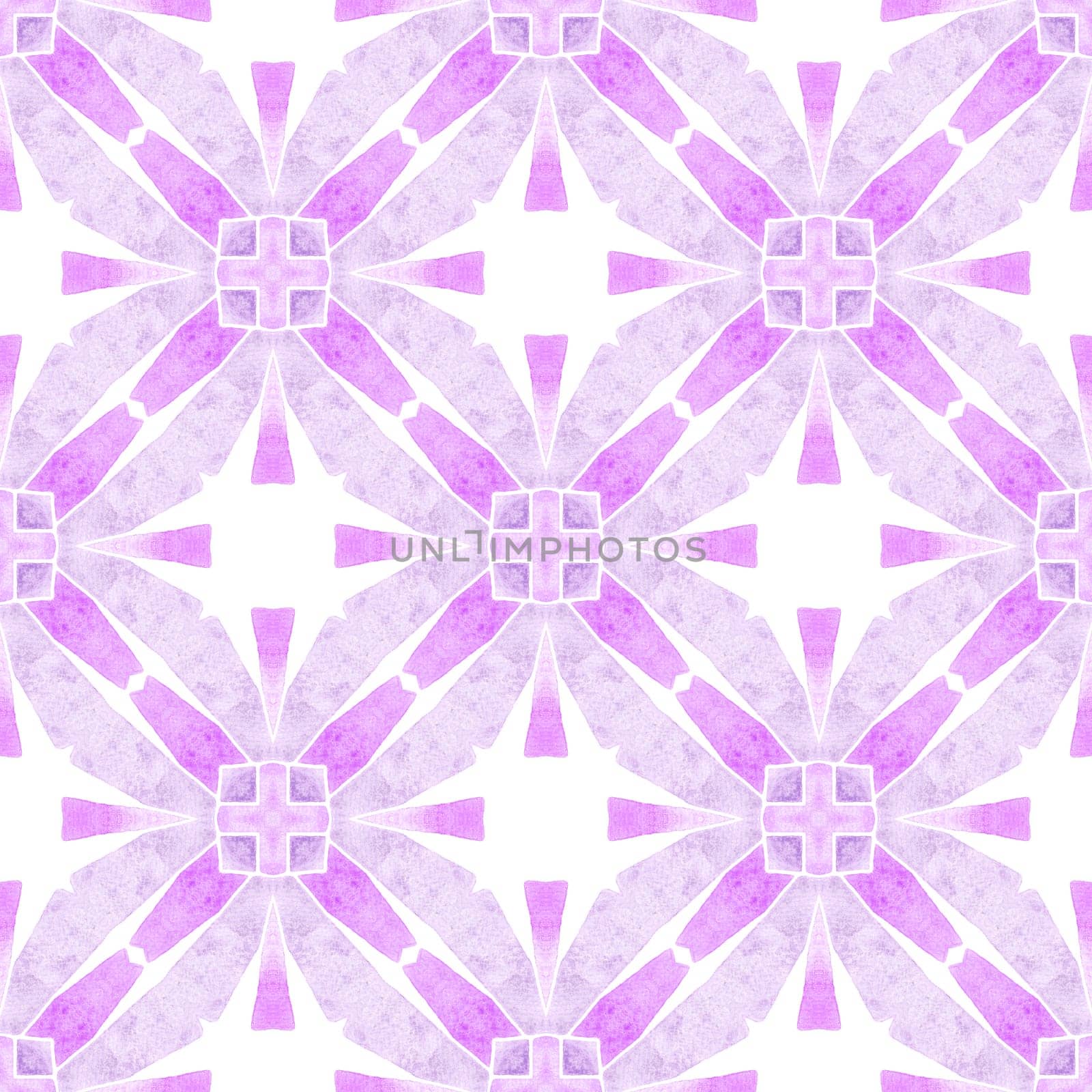 Green geometric chevron watercolor border. Purple memorable boho chic summer design. Textile ready nice print, swimwear fabric, wallpaper, wrapping. Chevron watercolor pattern.