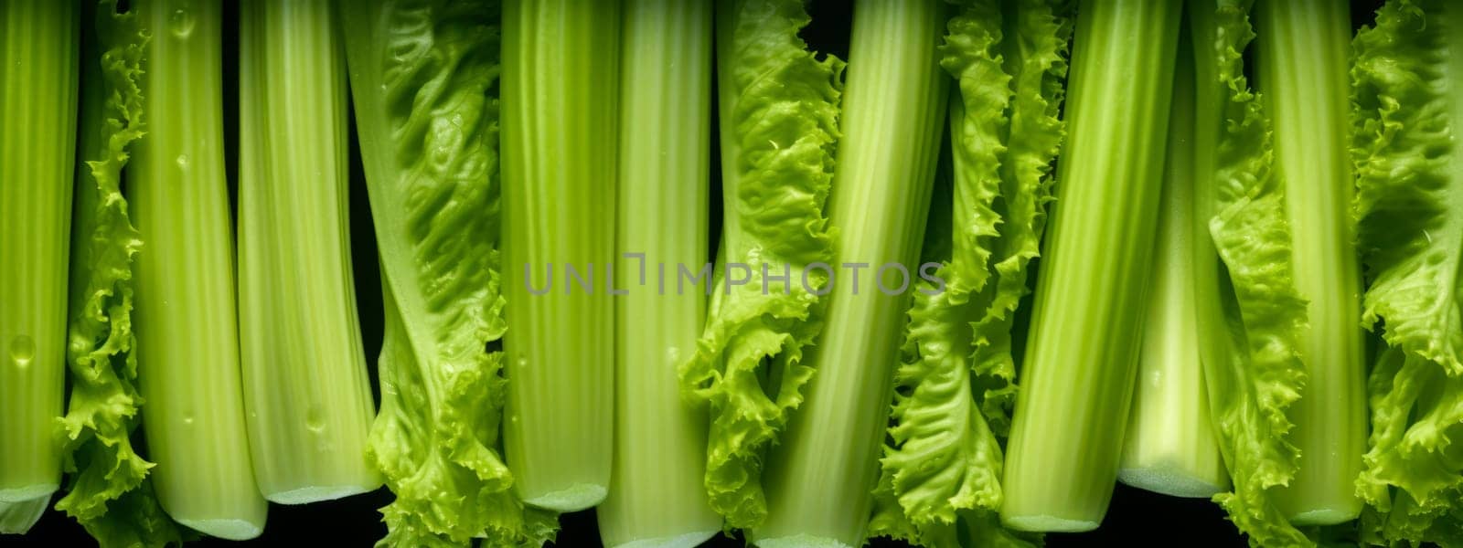 Fresh green celery texture background, Seamless close up. by Artsiom