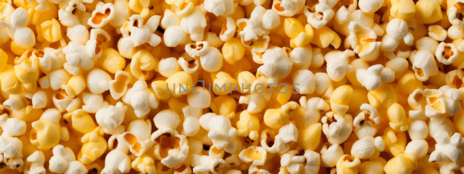 Scattered salted popcorn, texture background. by Artsiom