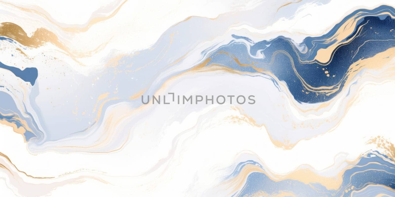 Abstract gold and blue alcohol ink technique background. Luxury fluid art watercolor painting. by Artsiom