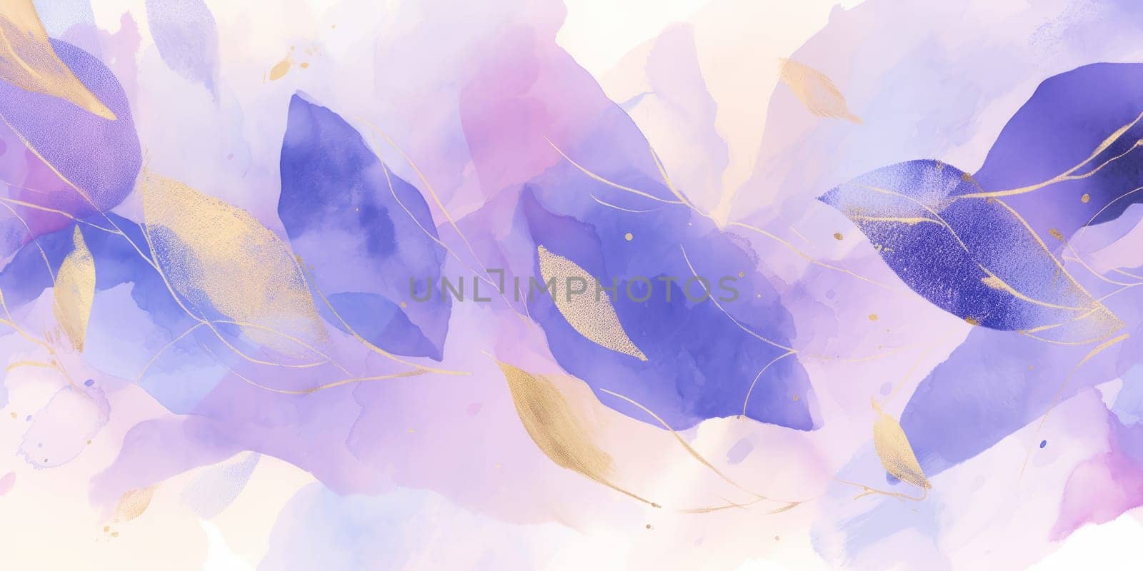 Abstract gold and purple alcohol ink technique background. Luxury fluid art watercolor painting. by Artsiom