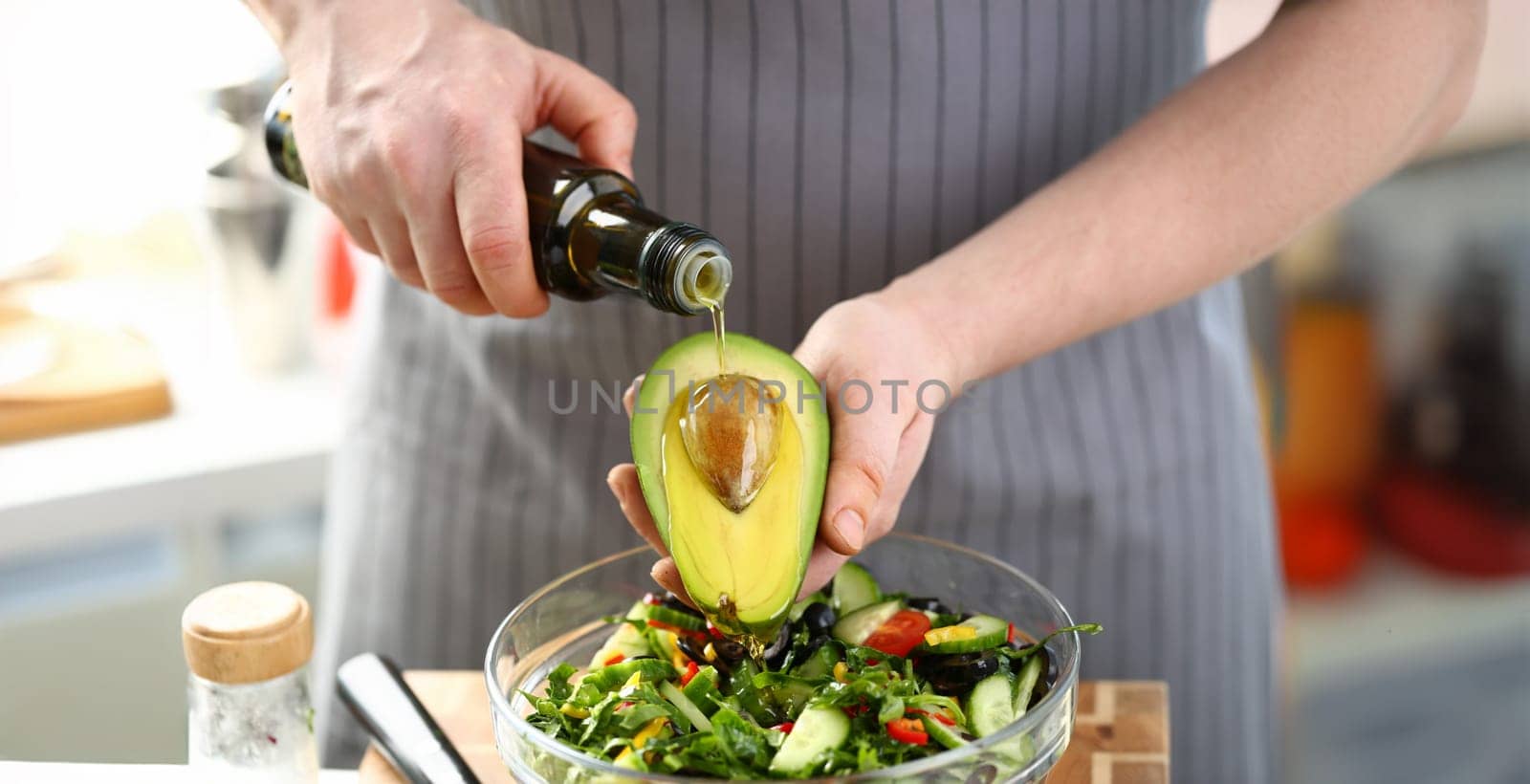 Exotic Avocado Seed Ingredient Poured Olive Oil by kuprevich