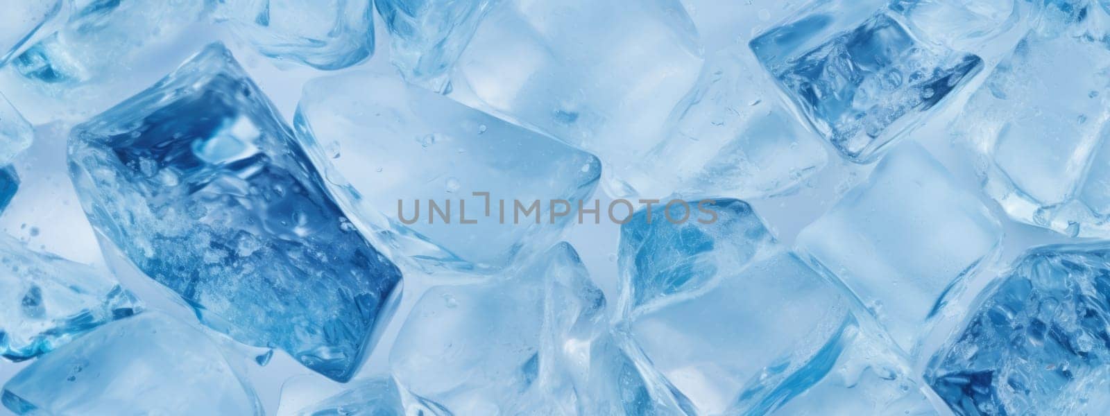 Crystal clear ice cubes seamless pattern texture background. by Artsiom