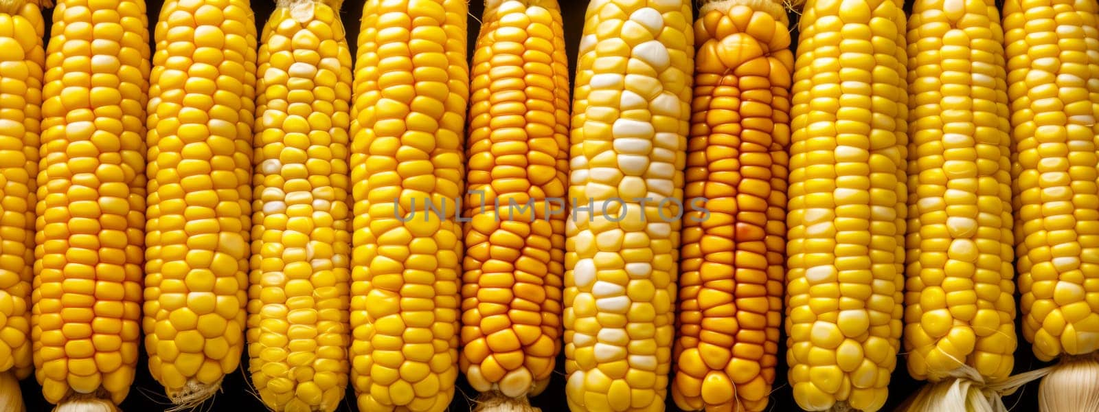 Fresh ripe corn cobs seamless texture background. by Artsiom