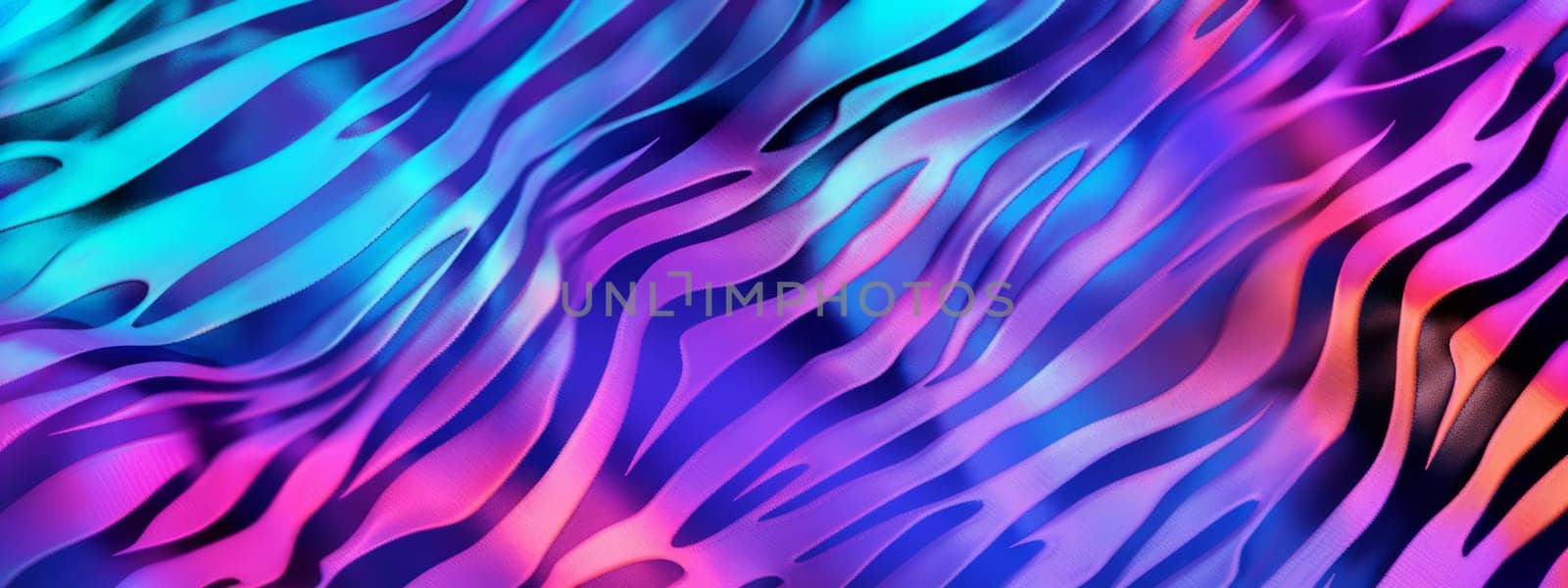 Holographic zebra seamless pattern background. Animal skin texture in retro fashion style