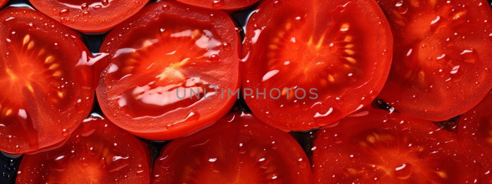 A round piece of tomato. Macro background. Tomato texture