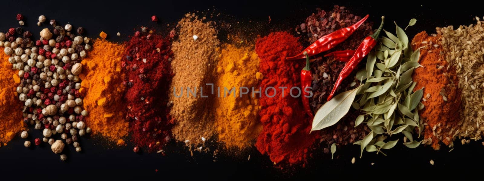 Indian spices background. Seasonings texture for web design, advertisement