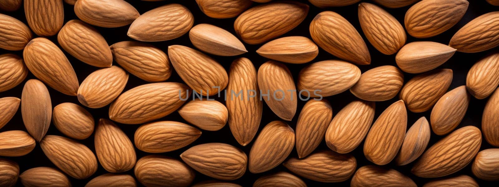 Background of big raw peeled almonds seamless texture. by Artsiom