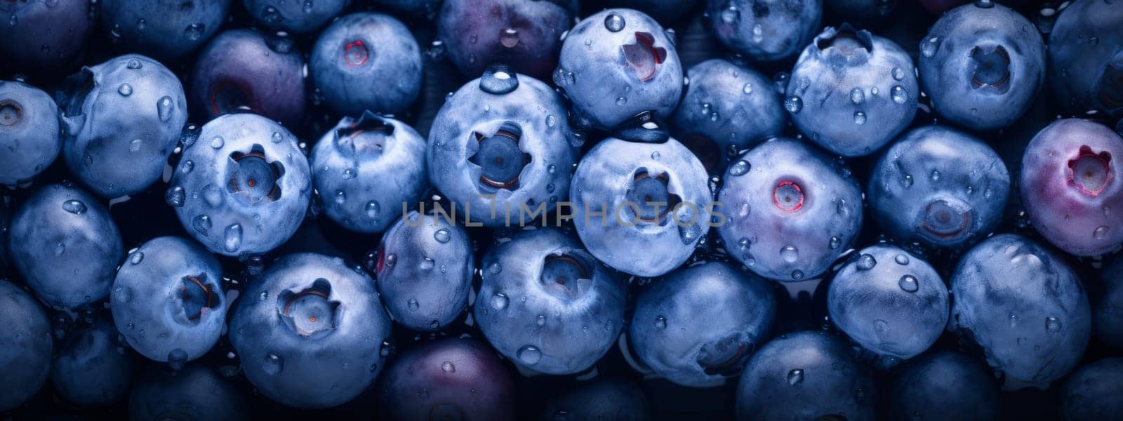 Fresh blueberry texture background. Macro seamless pattern of blueberry berries. by Artsiom