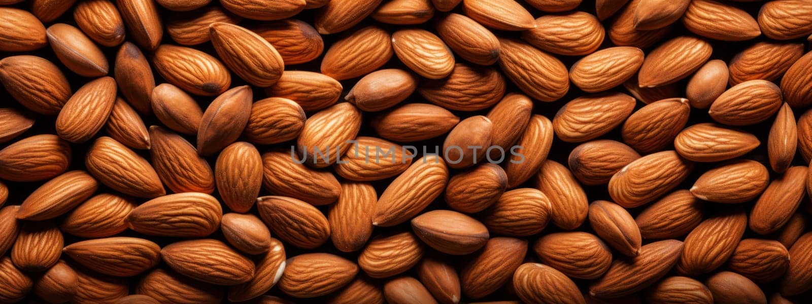 Background of big raw peeled almonds seamless texture. by Artsiom