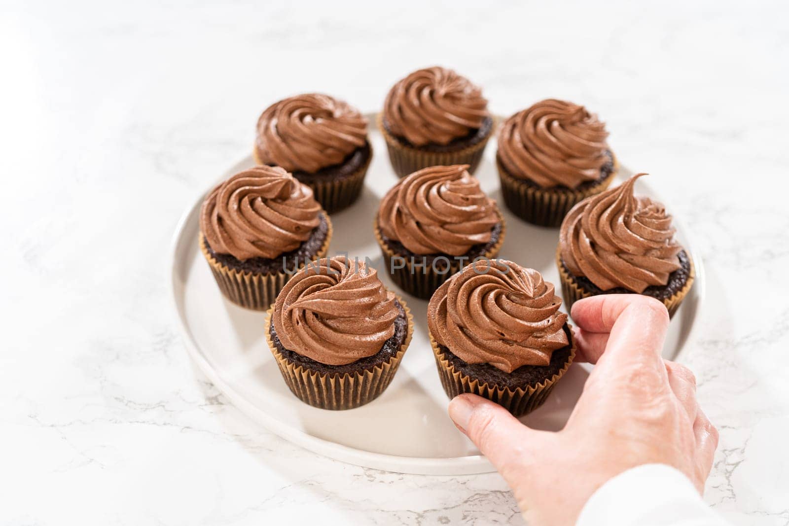 Baking Chocolate Cupcakes with Decadent Chocolate Frosting by arinahabich