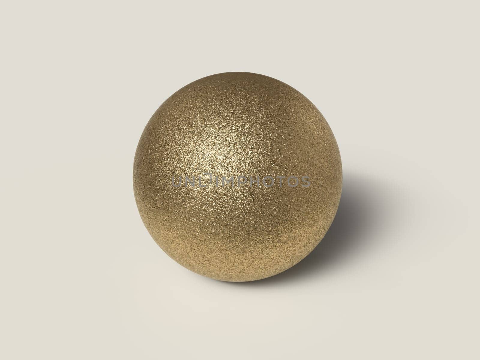 rough golden sphere with shadow. 3d illustration