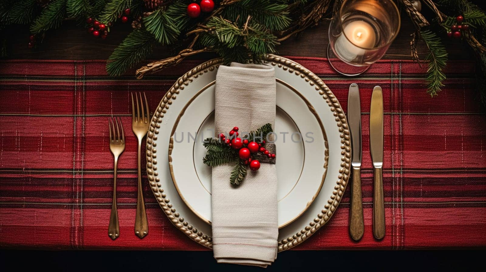 Christmas table decor, holiday tablescape and dinner table setting, formal event decoration for New Year, family celebration, English country and home styling inspiration