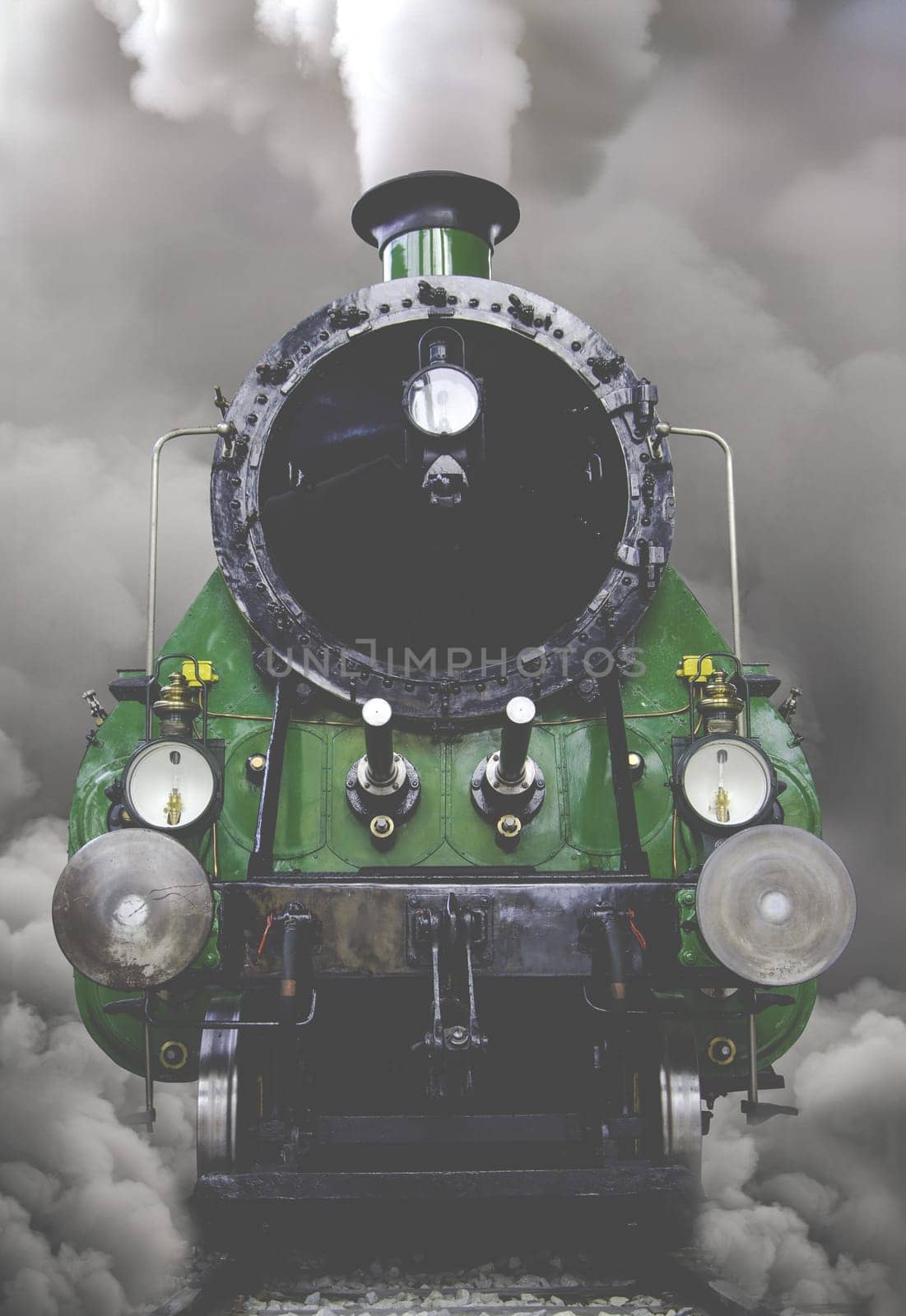 A Vintage Train Surrounded By Clouds Of Smoke And Steam As It Leaves A Station