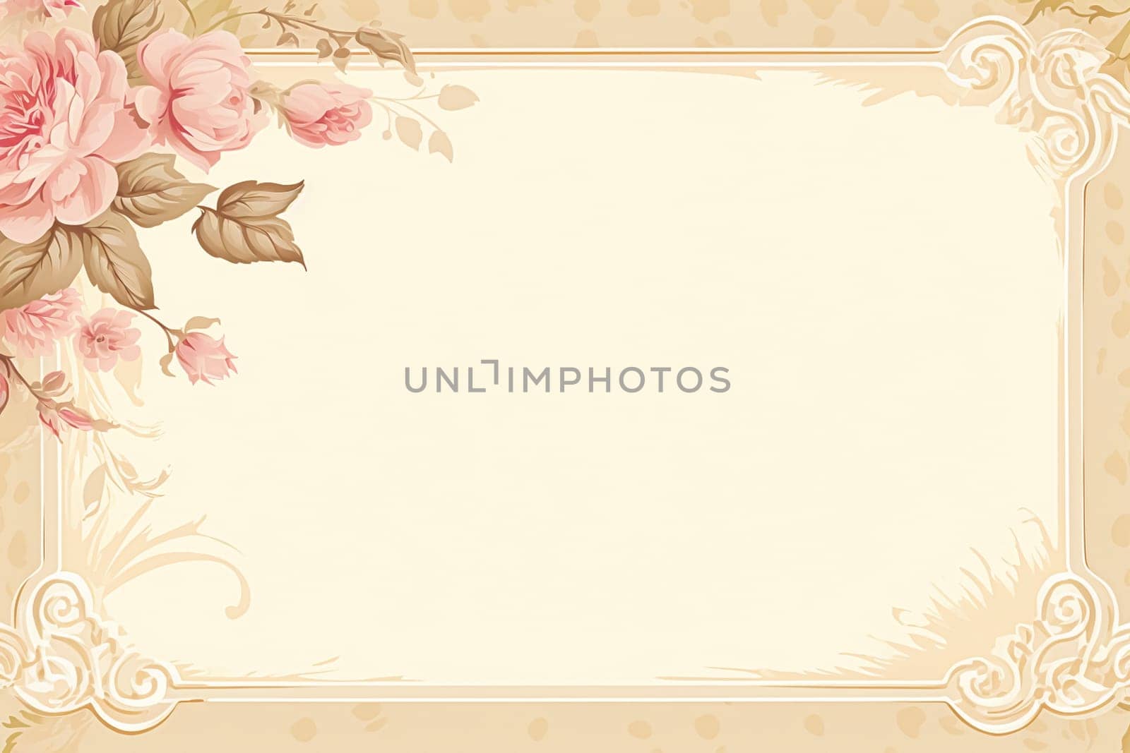 Blank vintage floral paper background for printable digital paper, art stationery and greeting card illustration idea