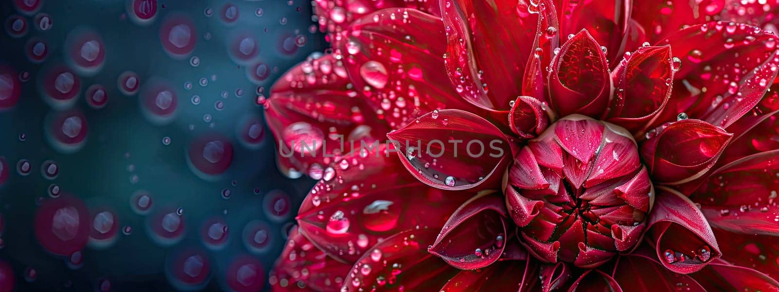 Close-up of a flower in drops of water. Selective focus. Nature.