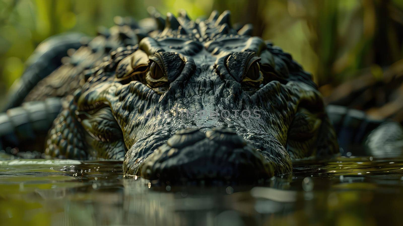 Large crocodile in the water. Selective focus. by mila1784