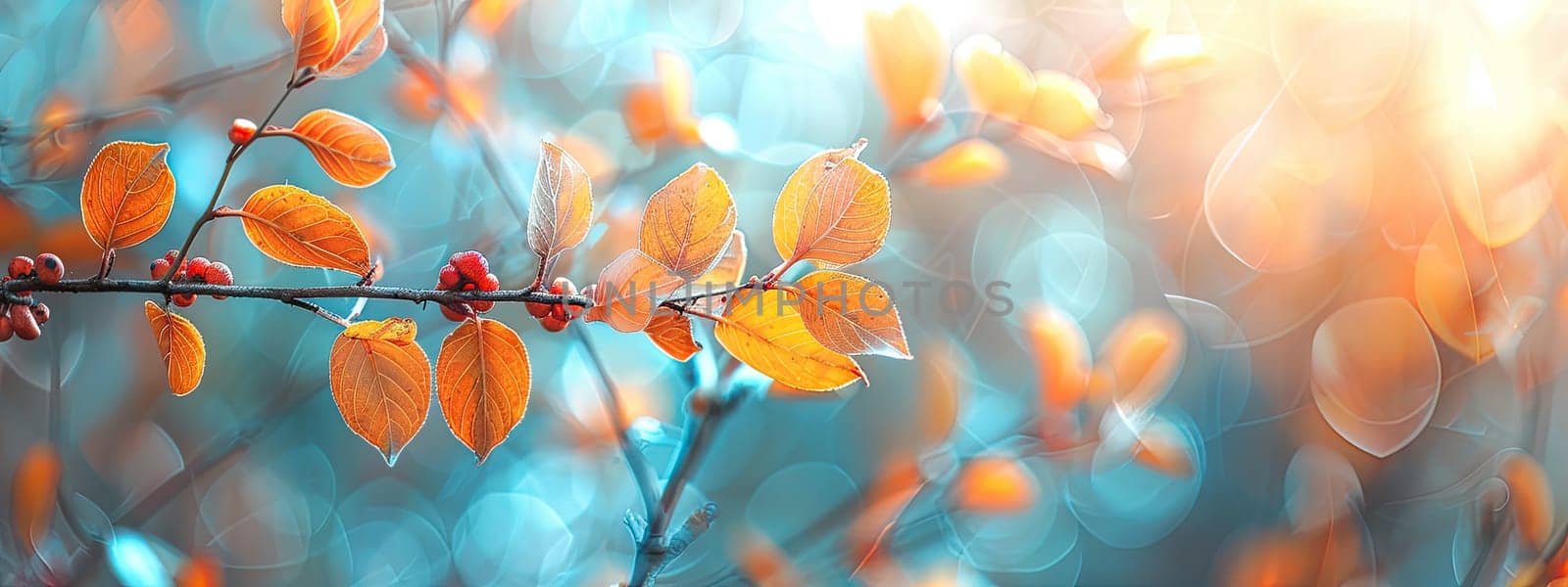 Tree branch with yellow leaves. Selective focus. Nature.