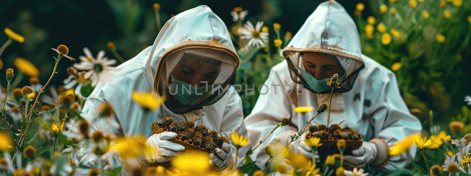 beekeeper in the apiary in a protective suit. Selective focus. nature.