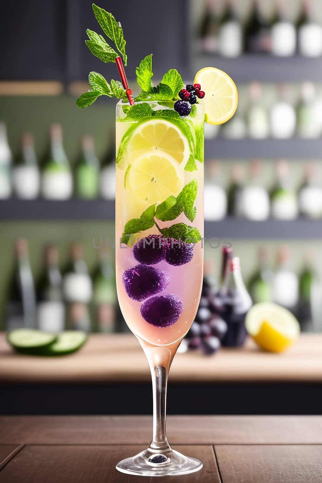 Hugo Spritz - this simple low-alcohol cocktail combines elderberry liqueur, any sparkling wine and sparkling water. A popular summer drink. Generative AI