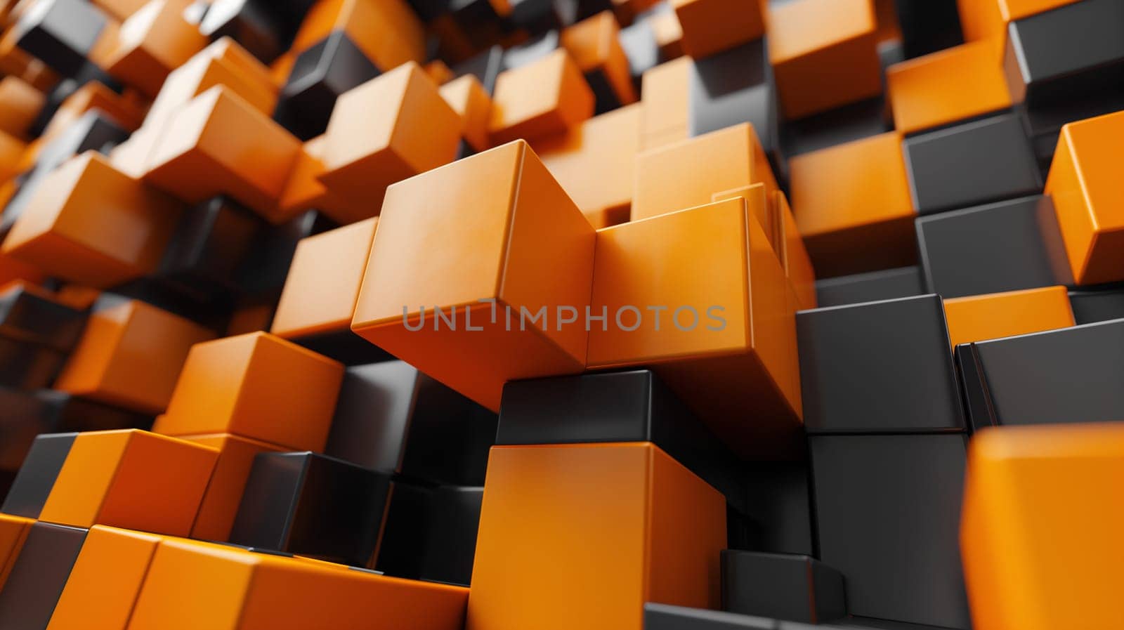 Abstract Array of Interlocking Orange Cubes by chrisroll